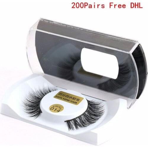 200 pairs of 100% Real Mink Hair Black Natural Thick Fake Eyelashes Ladys Eyelashes Makeup Extension