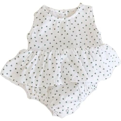 2020 New Summer Baby Newborn Baby Bodysuit Cute Baby Girl Sleeveless Jumpsuit Cherry Cotton Baby Clothing Girl toddler