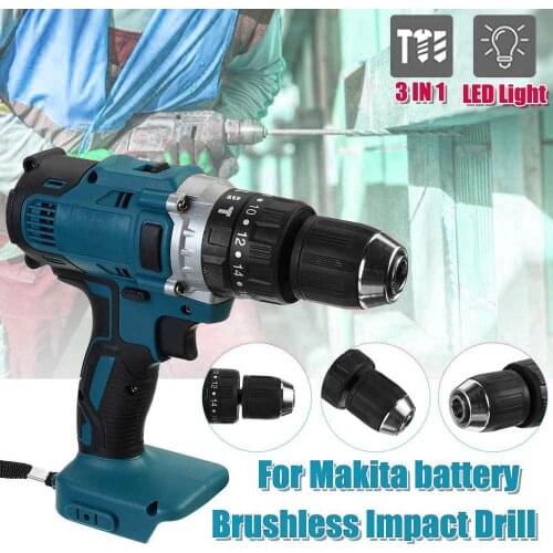 3 In 1 Brushless Electric Hammer Drill Electric Screwdriver 13mm 20+3 Torque Cordless Impact Drill for Makita Battery 18V 21V