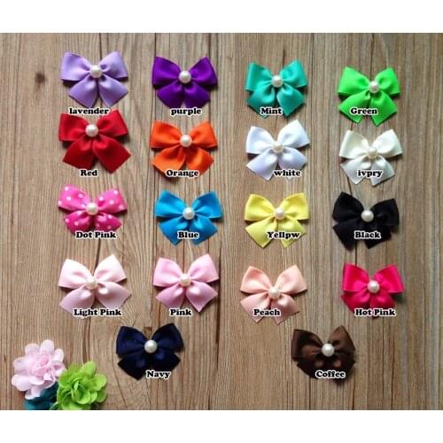 Pet Cats Grooming Accessories Clips dog cat Hair bow Hairpin headband Pearl ribbed ribbon bow 50pcs/lot