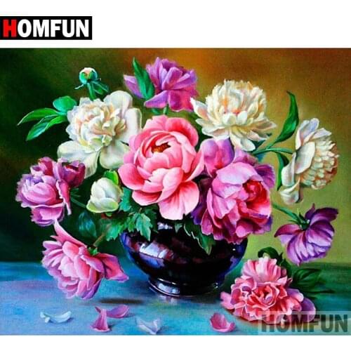 HOMFUN 5D DIY Diamond Painting Full Square/Round Drill "Flower vase" 3D Embroidery Cross Stitch gift Home Decor A01366