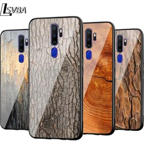 For OPPO A5 A9 2020 F7 Phone Cover Shell Texture Wood for OPPO Reno 2 Z 2Z 2F 3 4 Pro 5G Bright Black Phone Case