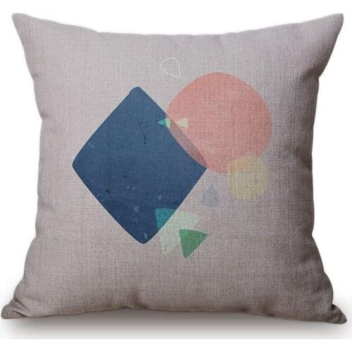 Color Geometry Cushion Covers Nordic Geometric Ink Rhombus Triangles Diamonds Pillow Cover Linen Beige Pillow Case