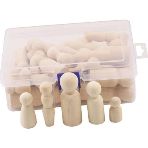 40Pcs Unpainted Natural Blank Wood People Shape Ornaments Party Wedding Wooden Peg Doll Decors Set Child Kids Favorite DIY Toys