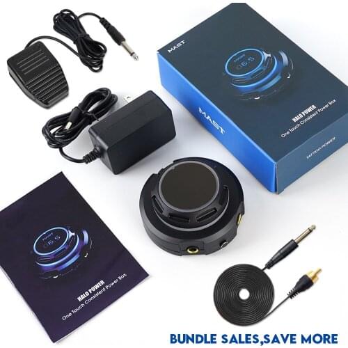 Two Model OLED Round White Display Screen Blue Power Supply Set with Footswitch Foot Pedal Clip Cord Tattoo Machine Studio