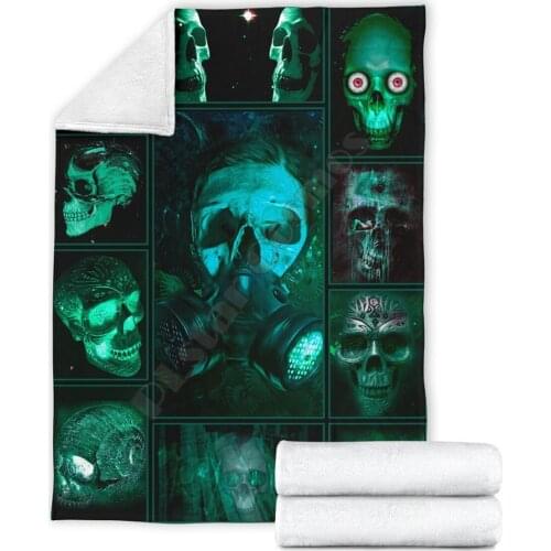 Skull 3d printed fleece blanket for Beds Hiking Picnic Thick Quilt Fashionable Bedspread Sherpa Throw Blanket Style-07