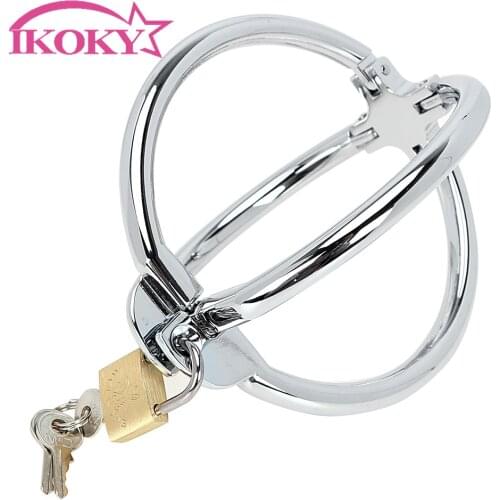 IKOKY Cross Wrist Handcuffs SM Bondage Stainless Steel Lockable Restraint Fetish Flirt Shop Adult Games Sex Toys for Women