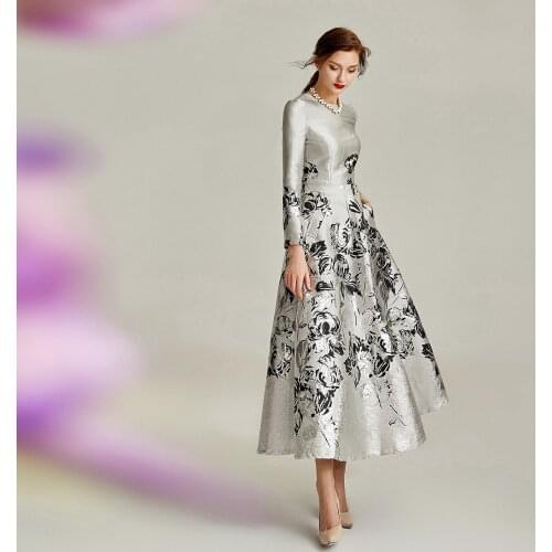 Tailor Shop Custom Made Elegant Jacquard Silver Banquet Lady Weddings Plus Size Dress Mother of The Bride Gown