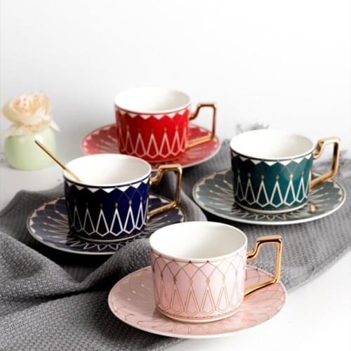 ASLESY Nordic Ins Style Coffee Cup Couple Cup Mug Cup Saucer Set with Spoon Dessert Milk English Afternoon Tea Set Wedding Gift