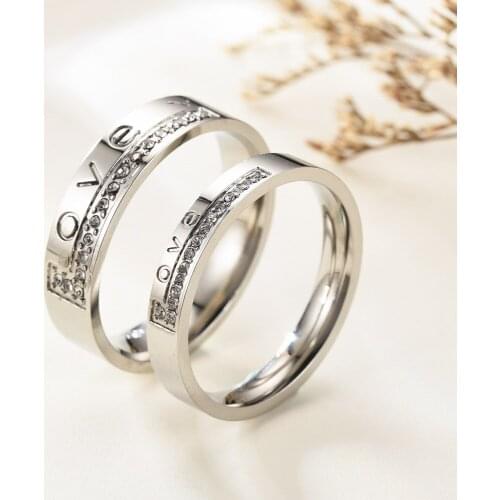 Titanium Steel Ring I Love You Stainless Steel Diamond 18 Couple Ring Fashion Ornament engagement ring couple wedding rings