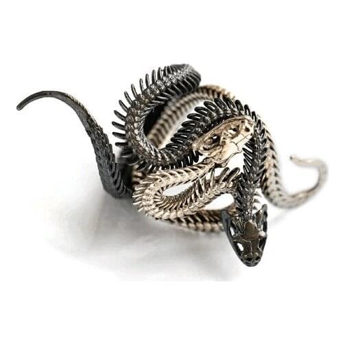 White Black Cobra Ring Ferocious Animal Retro Punk Exaggerated Ring Gothic Style Personality Mens and Womens Jewelry