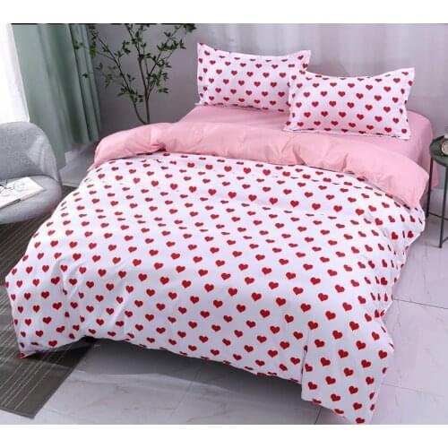 Solstice Home Textile Heart Pink Love Duvet Cover Pillowcase Bed Sheet Girl Teen Adult Woman Bedding Linen Set King Queen 3/4Pcs