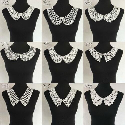 New arrive White U shape Lace Collar Embroidered Applique Neckline Lace Collar Embellishments Trims Wedding Dress Accessories
