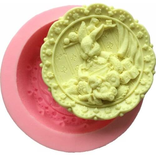 Fondant Easter Rabbit Family Sopa Mold Cooking Tools Fondant Baking Cake Diy Sugar Silicone Craft Fondant Mold Tray Candy