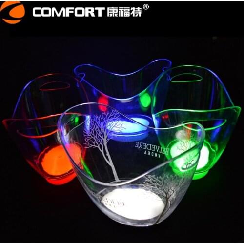 Hot Large 8L LED Ice Buckets Acrylic Luminous Barrel Rechargeable Luminous ICE Bucket Champagne Beer Ice Bucket