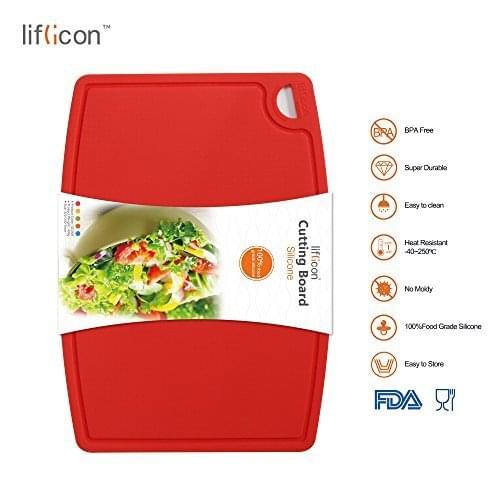 Liflicon Durable Silicone Cutting Board Veggie Cut Prep Nonslip Flexible Thick Chopping Boards Antimicrobial Thick Cutting Board