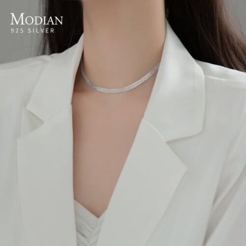 Modian 2021 New Exquisite Lace Style Short Necklace Chain Pure 925 Sterling Silver Choker Necklaces For Women Party Jewelry Gift