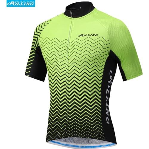 NEW Green Orolling Color Cycling Jersey Tops Bike Sports Wear Free Shipping