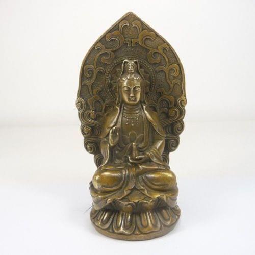 Elaborate Chinese old handwork superb guanyin copper statue