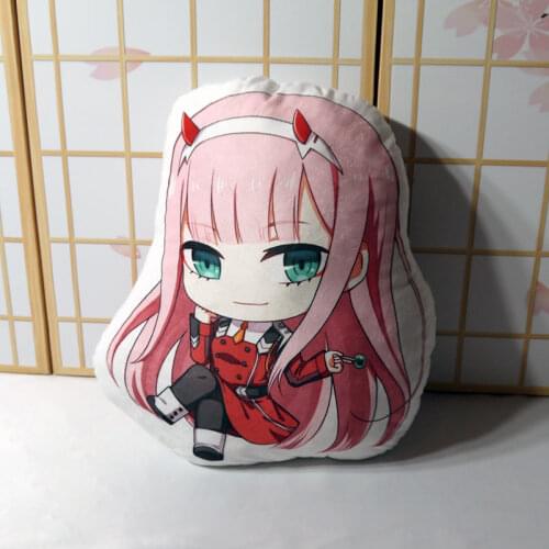 Anime DARLING in the FRANXX pillow toy 02 ZERO TWO short plush stuffed cute girl doll double sided pillowcase 42cm toy gift