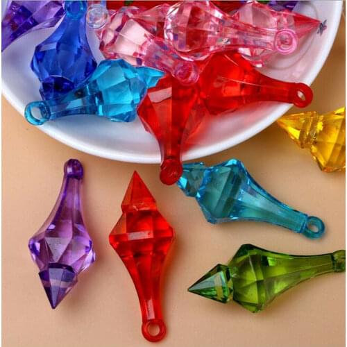 Camal 30Pcs Colorful 18*46mm Hanging Pendant Pointed Drop Chandelier Acrylic Crystal Bead Home Wedding Party Craft Decoration