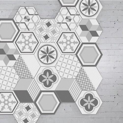 10 PCS Per Set Hexagon Wall Sticker, Waterproof Tiles DIY Living Room Wall Floor Stickers Nordic Style PVC Wall Stickers
