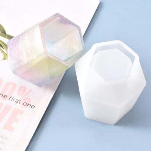 Cup Silicone Mold Pen Holder Shape Epoxy Mold Hexagon Round Molds For Resin Coaster/Flower Pot/Pen Holder/Candle Holder