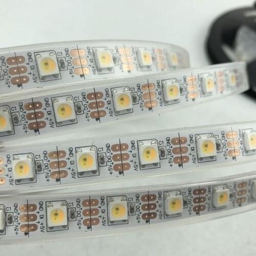 SK6812WWA(SK6812 IC+warm white+cool white+amber chips inside) led addressable strip;60leds/m;waterproof in silicon tube;4m,DC5V
