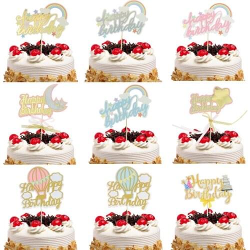 Cake Toppers Decoration Moon Rainbow Cloud Cupcake Topper Cake Flags Kids Birthday Wedding Bride Party Baby Shower Baking DIY