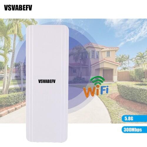 VSVABEFV 300Mbps Wireless Outdoor Bridge 5.8G Wifi Repeater AP Router Point to Point 1-3KM Support 48V POE Power For IP Camera