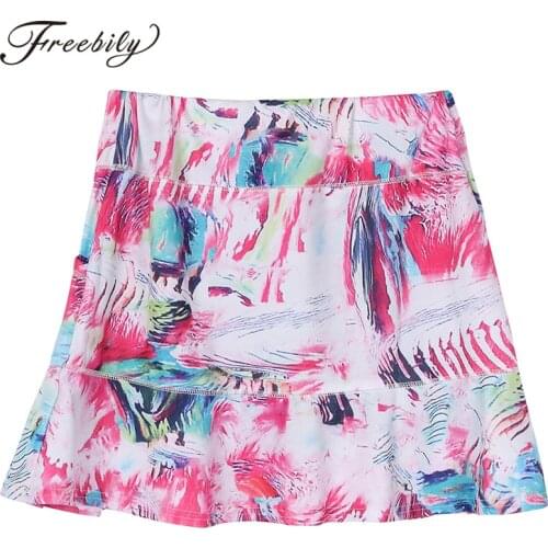 Women Summer Workout Running Tennis Skorts Gym Sport Skirts High Waist Side Pockets Mini A-line Skirt Attached Built-in Shorts