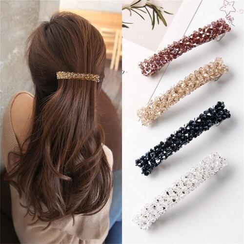 Fashion 4 Colors Korean Crystal Pearl Hair Clips Elegant Women Barrettes Hairpins Hairgrips Headwear Hair Accessories