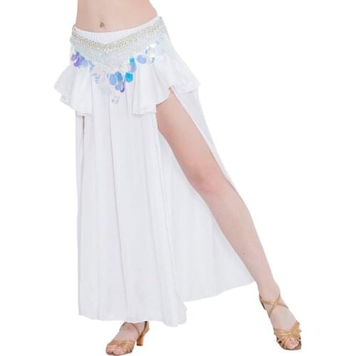 Women Sexy Belly dance Costume side split dance skirt belly dancing clothes Belly dancing Skirt satin chiffon belly dance wear