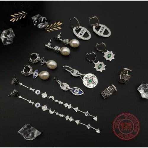 925 sterling silver new devils eyes zircon pearl earrings ear clips long earrings Monaco luxury Women gifts