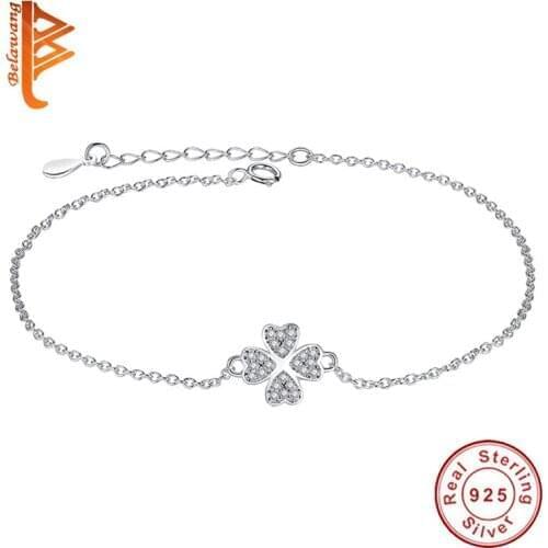 Wholesale Fashion AAA CZ 925 Sterling Silver Lucky Day Clover Bracelet Crystal Happiness of Love bracelet for women
