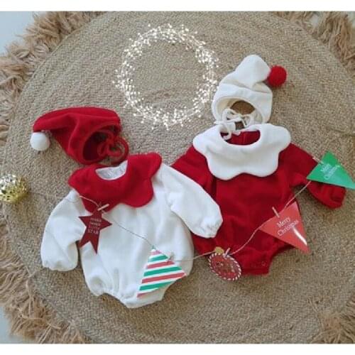 Winter Baby Girls Clothes NewYear Newborn Baby Romper With Hat Christmas Toddler Bodysuit Cotton Girls Jumpsuit Thick Warm 0-2Y