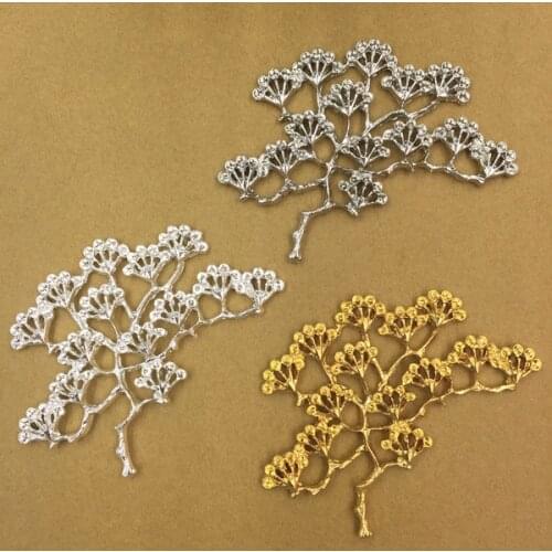 10pcs/lot 66x53mm Metal Tree Flower Motif for Necklace Jewelry Making Findings Components Handmade Craft Supplies Wholesale DIY