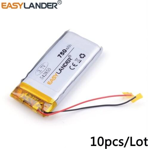 10pcs /Lot 750mAH 542850 3.7v lithium Li ion polymer rechargeable battery PLIB for dvr,GPS,mp3,mp4,cell phone, tablet batte