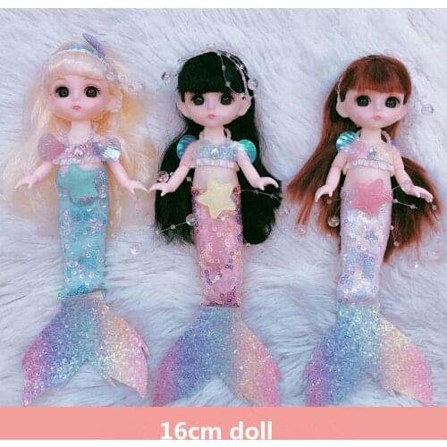 16cm Bjd Mermaid Doll 13 Joints Movable Fashion Clothes Wedding Dress Costume Clothes Set Girl Princess DIY Dress Up Toy Gift
