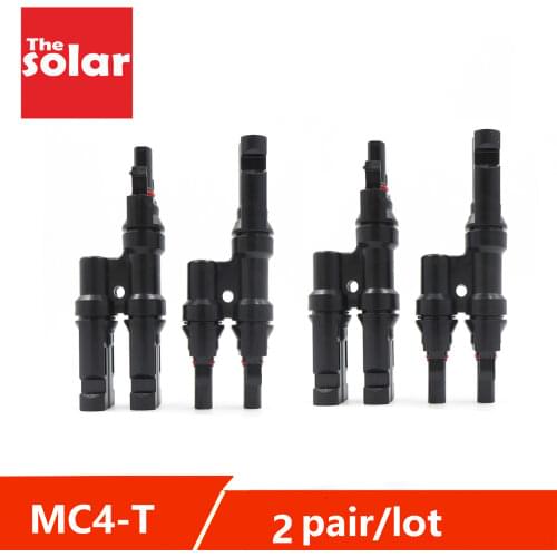 1pair x PV T Branch parallel connection 30A 1000V Electrical PV Connector Photovoltaic 2pcs solar Panel Cable Wire Connect 3T 4T