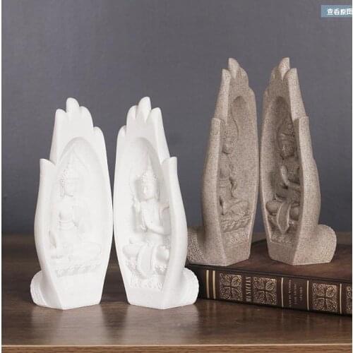 2 pc/set Small Buddha Statue India Yoga Mandala Hand Tathagata Monk Figurine Sculpture Southeast Asian style, Zen gift, Ornament