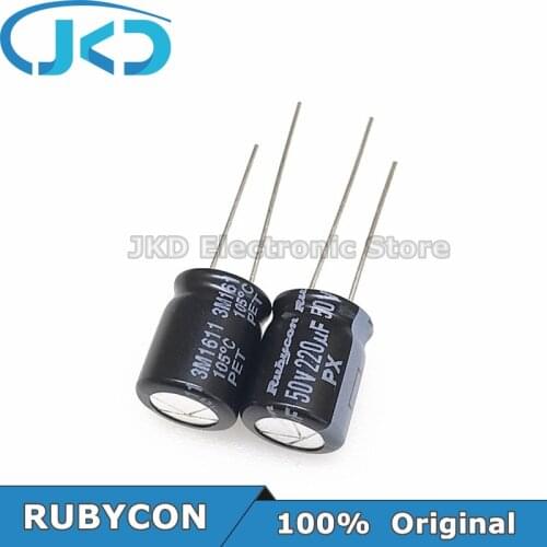 20pcs RUBYCON 220UF 50V 10*12.5mm 220UF50V 50V220UF 10x12.5mm Aluminum Electrolytic Capacitor 100% Original