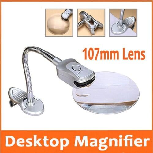 2X 6X Acrylic Clip Type Universal Metal Hose Led Magnifier Maintenance Table Lamp Magnifying Glass with Lamps