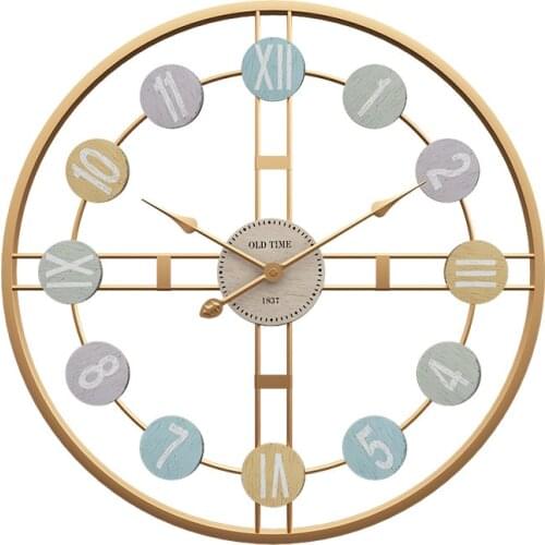 3 Color Retro Large Wall Clock Metal Roman Numeral DIY Home Decor Wall Clock Living Room Bar Cafe Decor Silent Round Watch