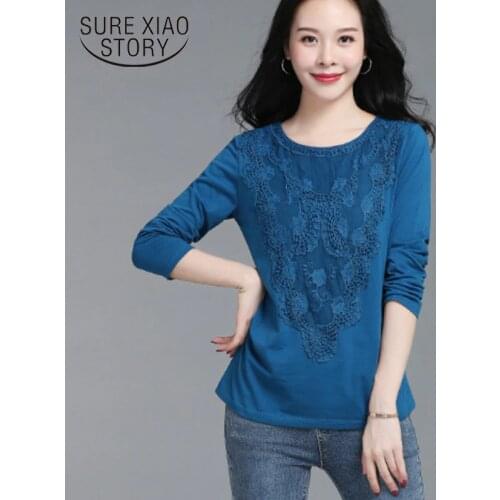 4XL plus size blusas mujer de moda 2019 O-Neck Casual Regular women long sleeve shirts ladies tops womens clothing 7898 50