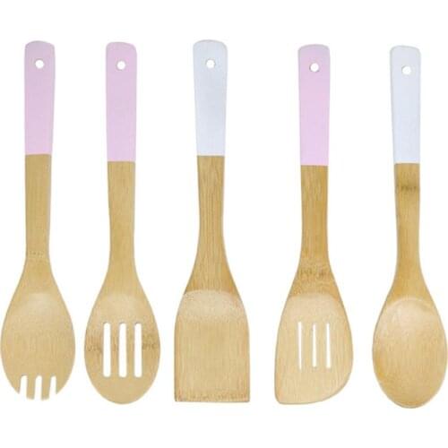 5PCS Wooden Cooking Spatula Spoon Set Non-stick Kitchen Utensil For Home Cooking Set Kitchen Tool Accessories