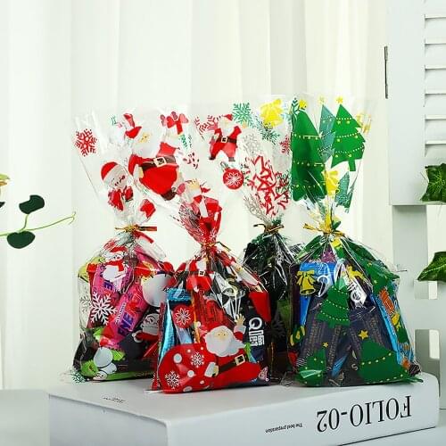 50Pcs/lot Christmas Candy Bag Biscuit Sweet Cartoon Packaging Pouch Xmas Party Gift Snowman Snack Cookies Candy Storage Bag