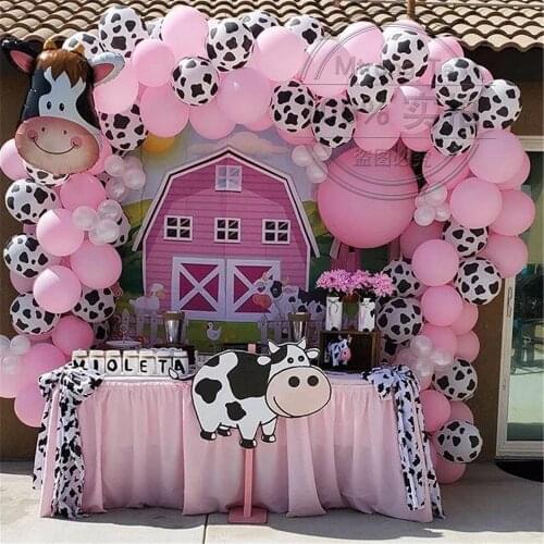 79pcs/set Farm Party Decoration Balloon Garland Arch Kit Cow Animal Birthday Backdrop Latex Air Globos Baby Shower Kids Supplies