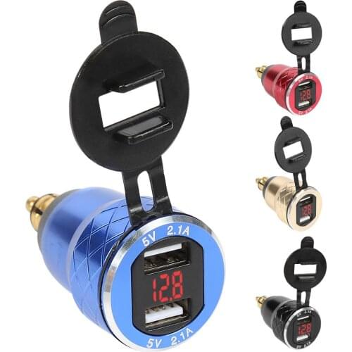 Dual USB 5V 4.2A Aluminum Charger CNC Integrated Forming of Aluminum Alloy Adapter with Voltmeter for BMW Hella/DIN