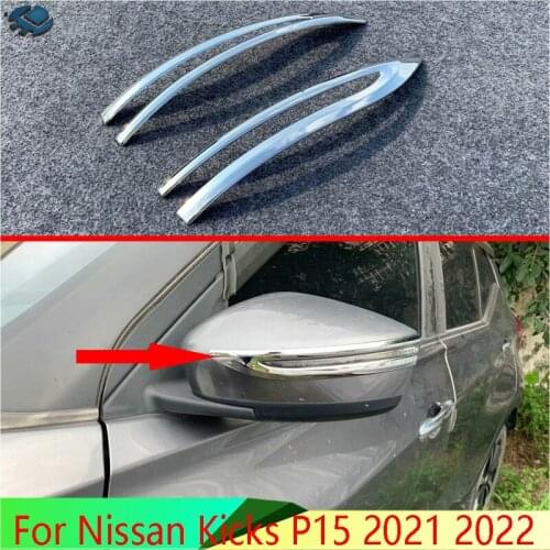 For Nissan Kicks P15 2021 2022 Car Accessories ABS Chrome Side Mirror Rear View Wing Chrome Cover Trim Molding Bezel
